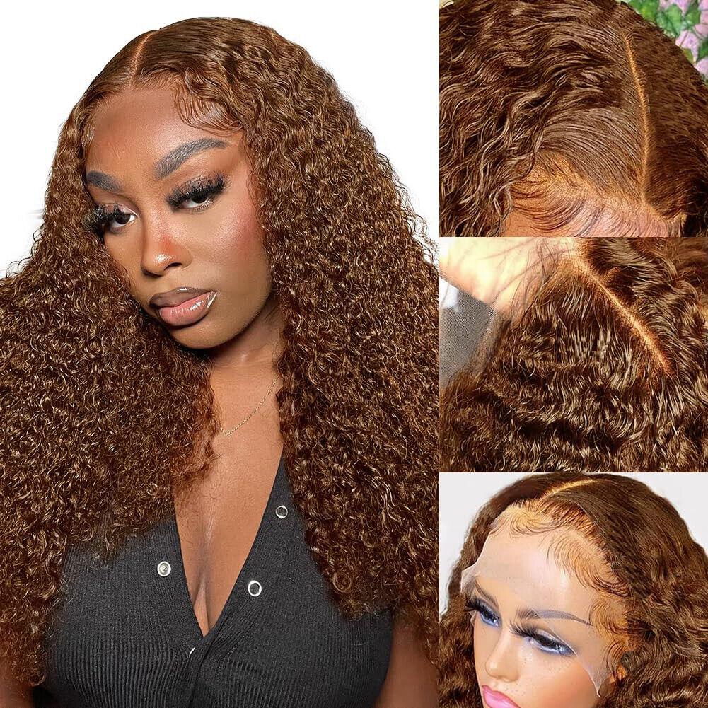 brown curly wig