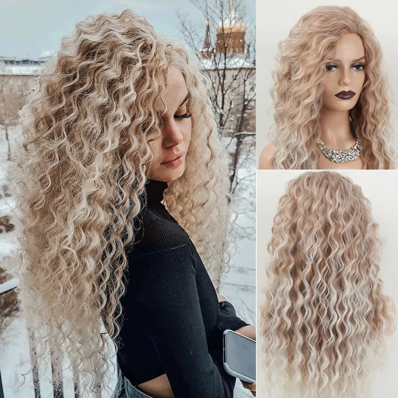 blonde curly wig