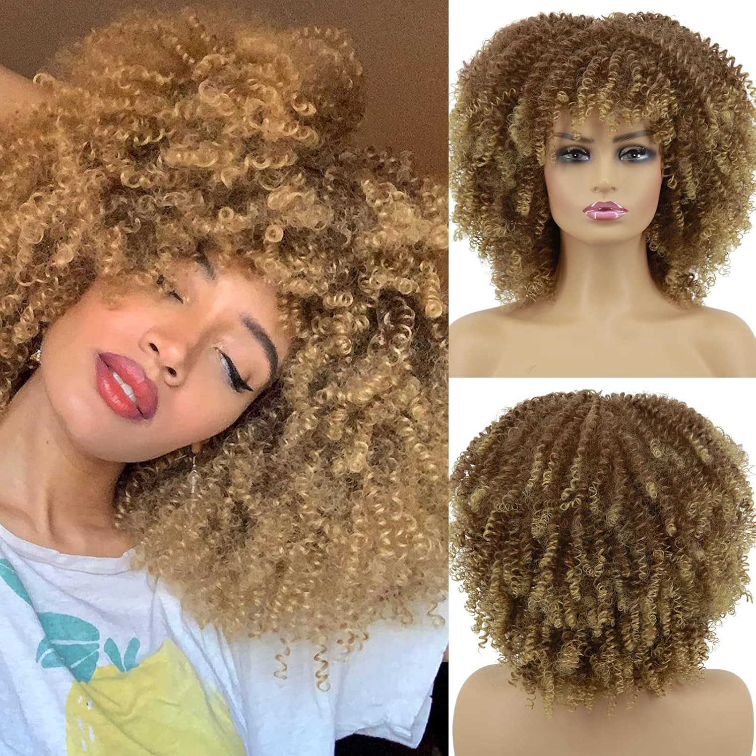 blonde curly wig