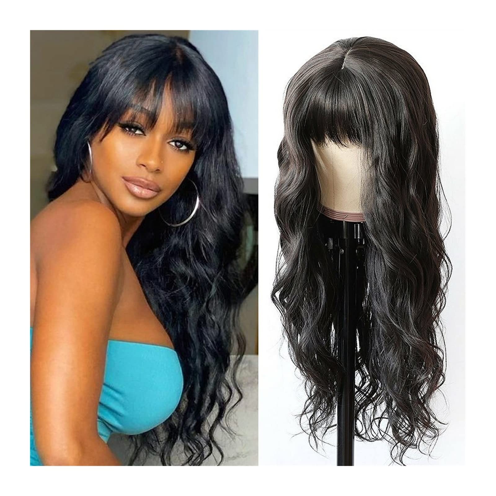 human hair wig with bangs