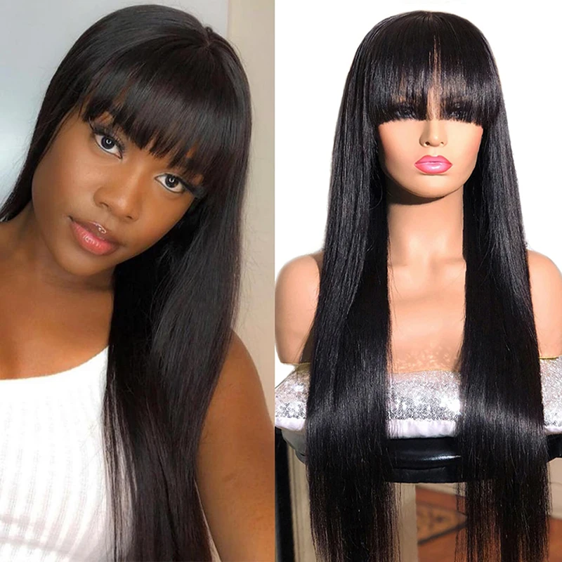 Human Hair Wig with Bangs