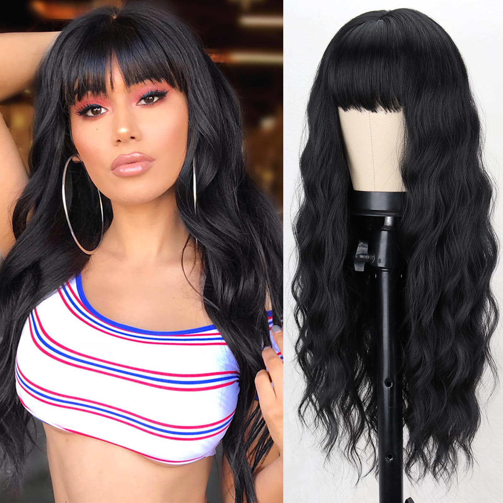 Black Wig with Bangs