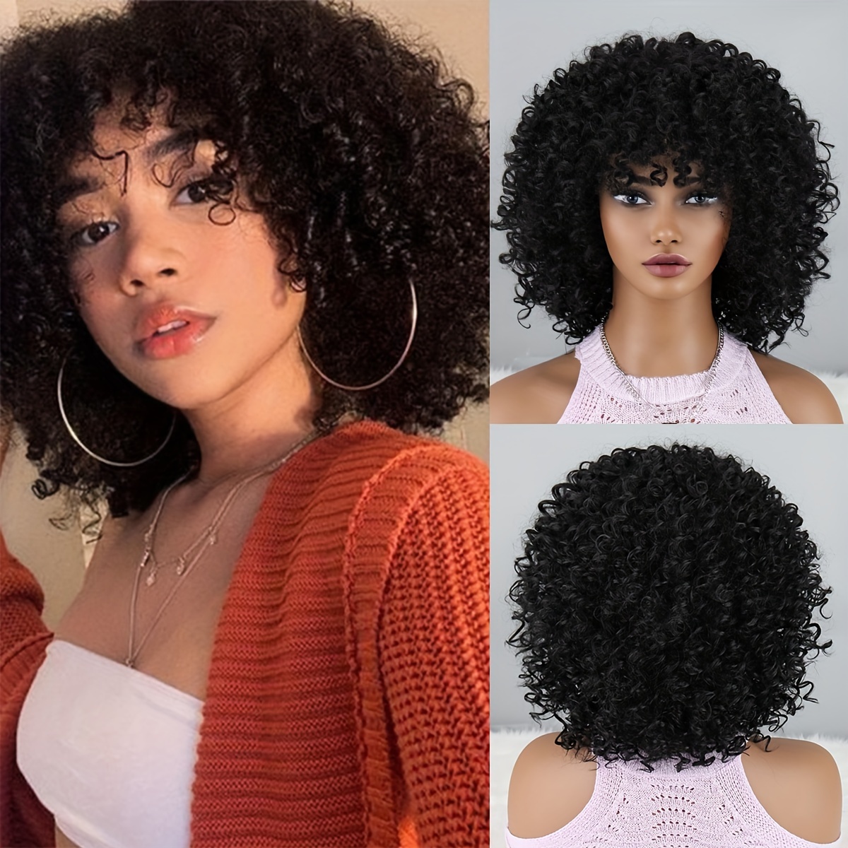 Curly Wig with Bangs