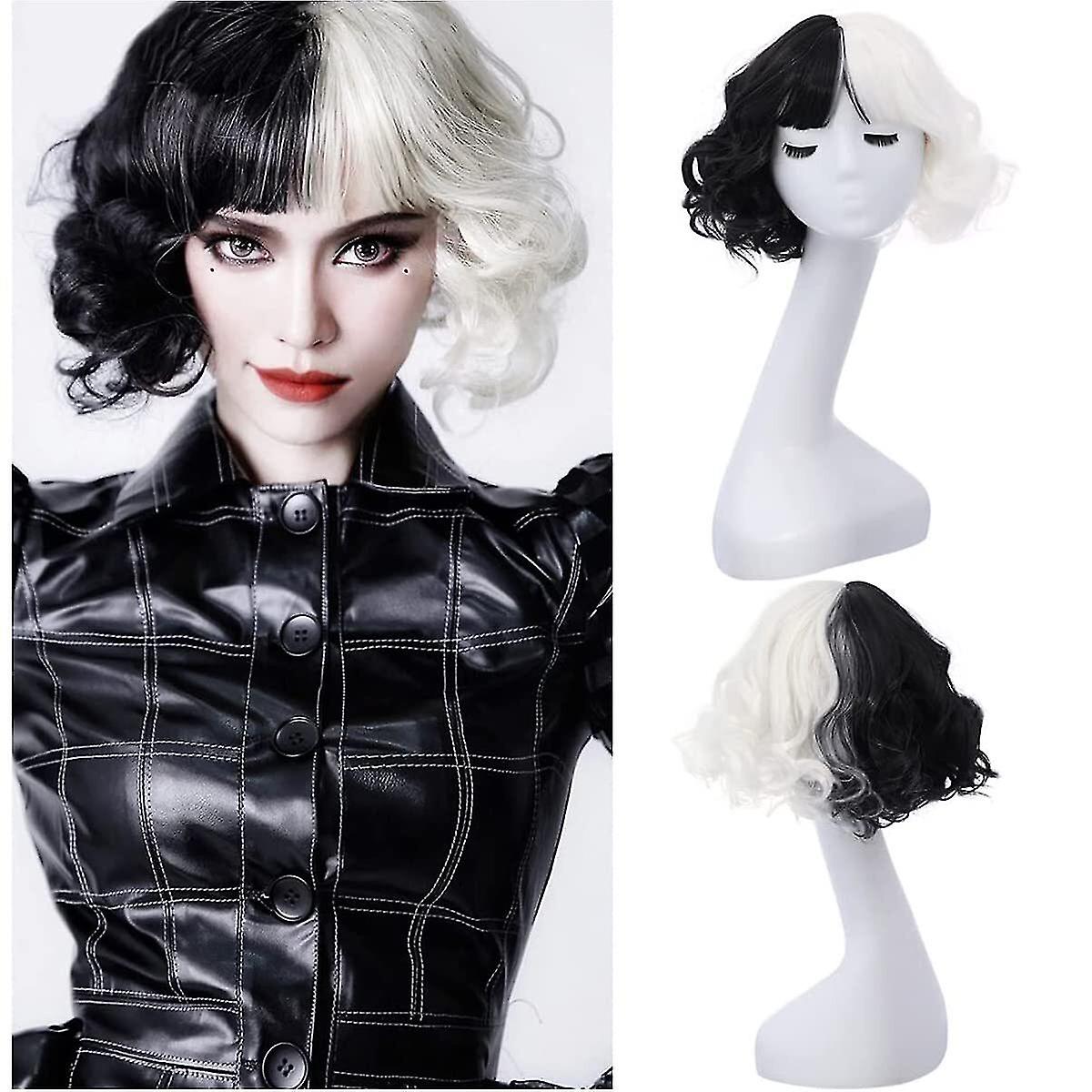 black and white wig