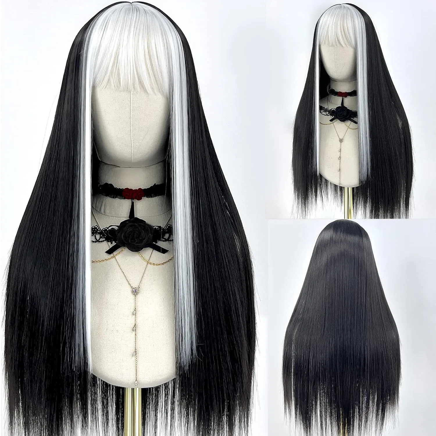 black and white wig