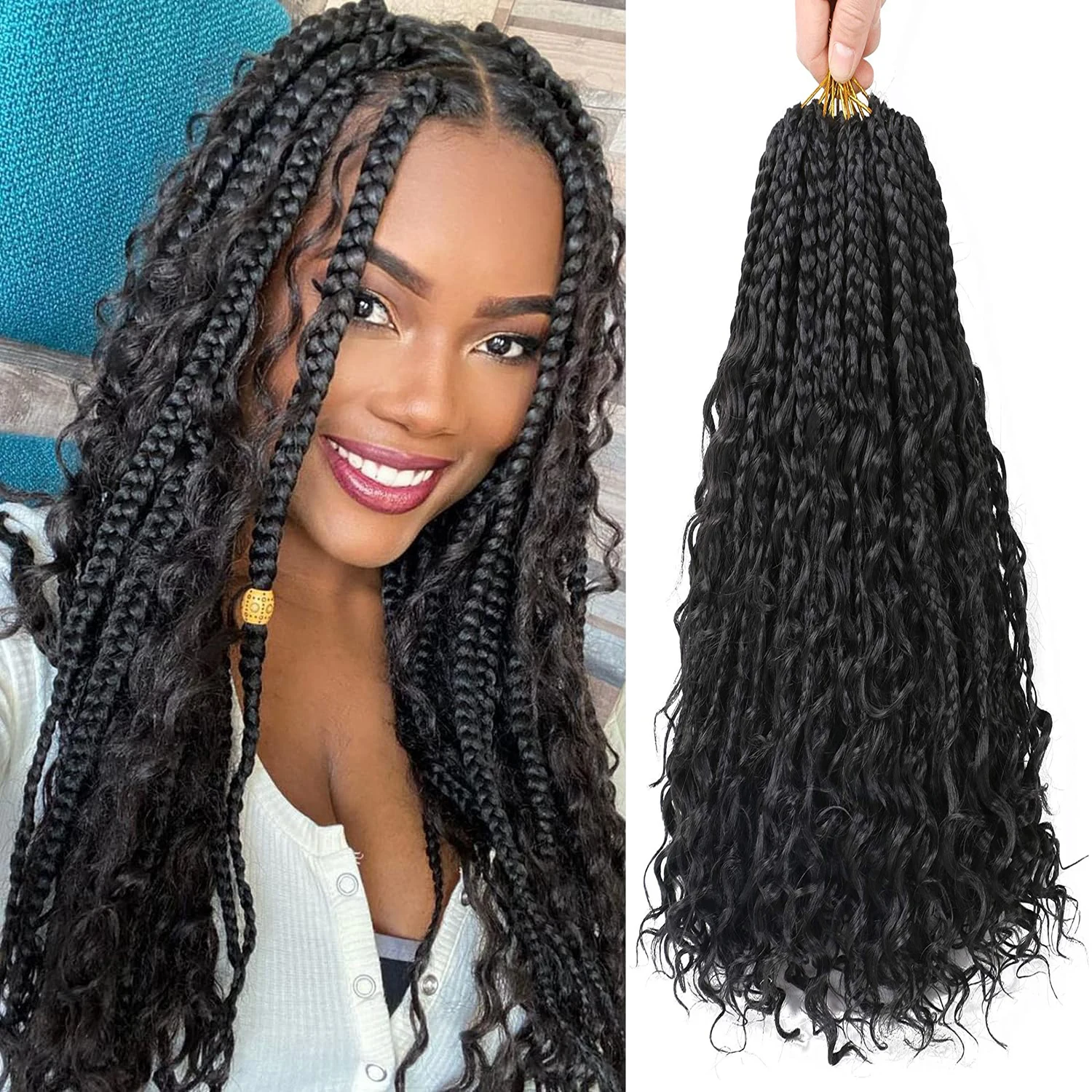 How to curl the ends of box braids