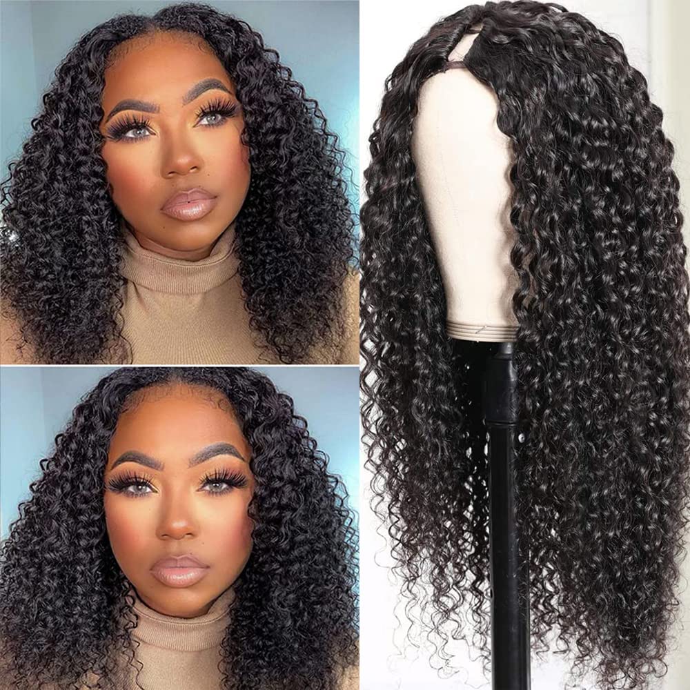 curly v part wig