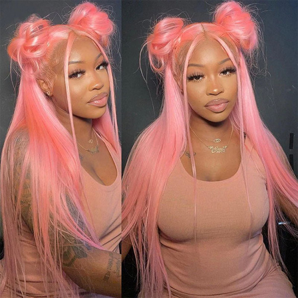 pink lace front wig